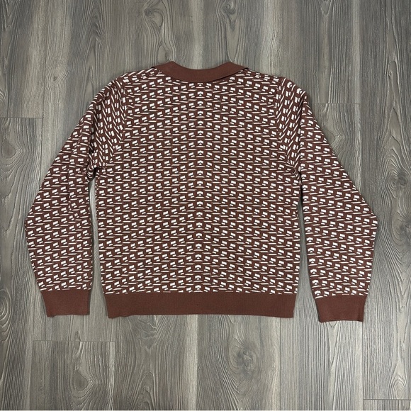 Adrianna Papell Brown and White Patterned Polo Sweater with Button Details - Picture 4 of 4